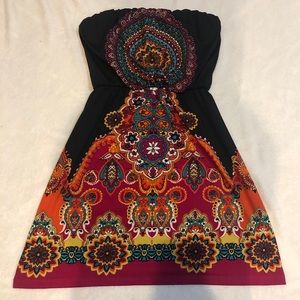 Short Strapless Printed Dress